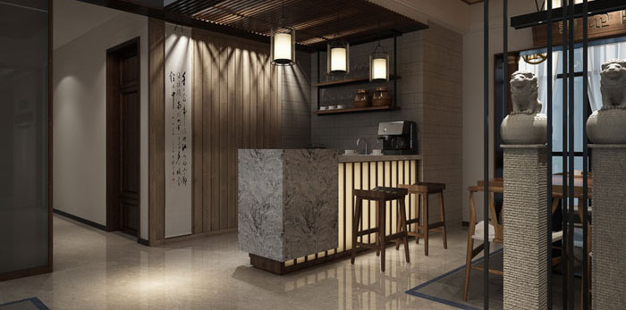 小型中式辦公室裝修設計效果圖