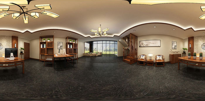 中式辦公裝修設計效果圖