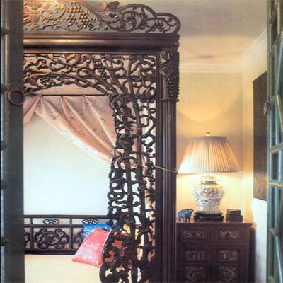 主臥內的老式廂床的效果圖