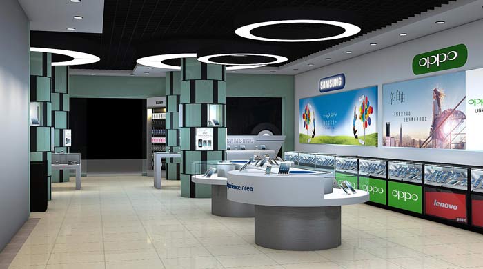 2016年最新、最熱手機店柱子的裝修設計案例效果圖
