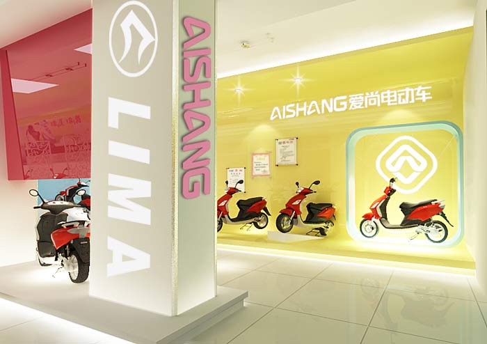 電動車銷售展示中心、店面背景墻裝修設(shè)計案例效果圖