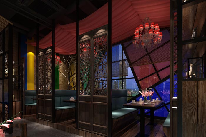 浪漫情侶主題餐廳包廂裝修設計案例效果圖