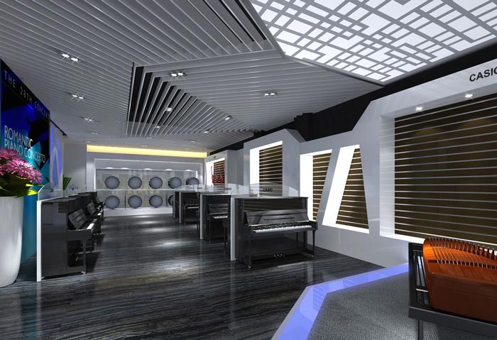 伽音琴行展示大廳裝修設計案例效果圖