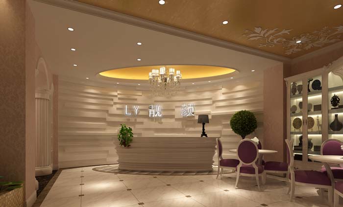 溫馨、浪漫美容院前臺裝修設計案例效果圖