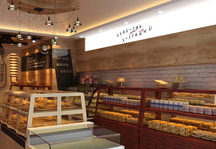 杭州時尚蛋糕店櫥柜區域裝修設計案例效果圖