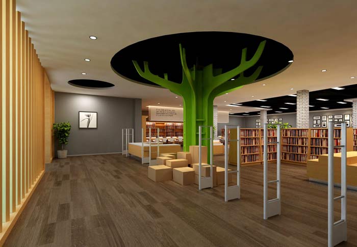 學習型咖啡廳圖書館整體空間區域裝修設計案例效果圖