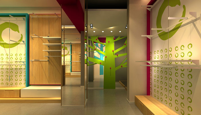 兒童服裝形象專賣店裝修設計案例效果圖