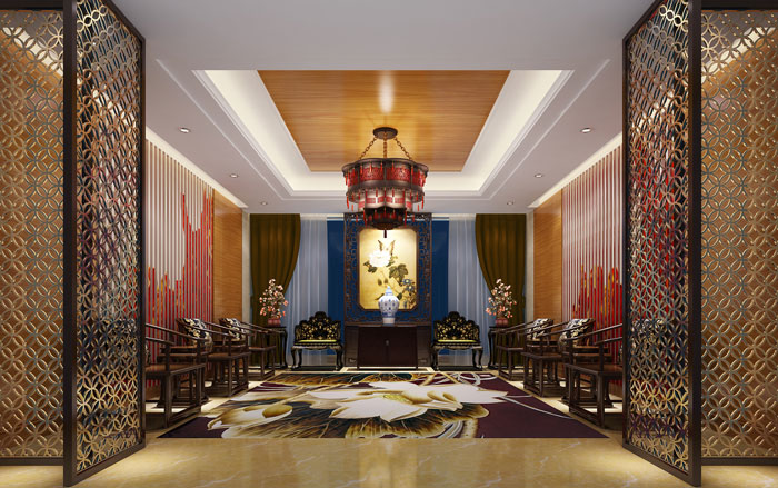 中式風格私人會所接待區(qū)裝修設(shè)計案例效果圖