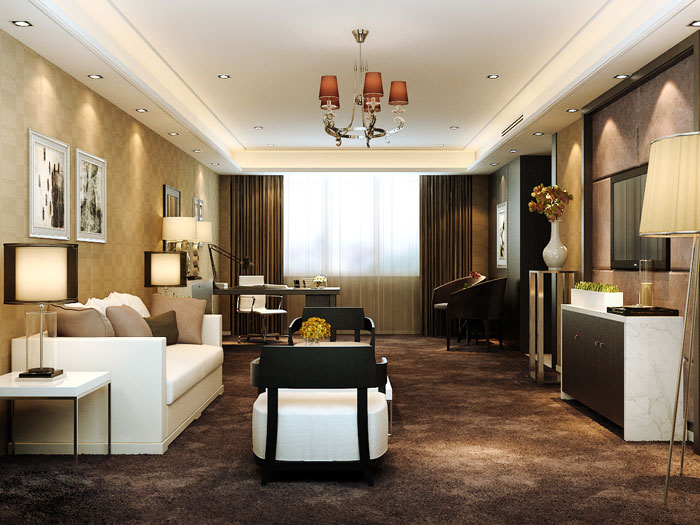 藝術品收藏私人會所辦公區域裝修設計案例效果圖