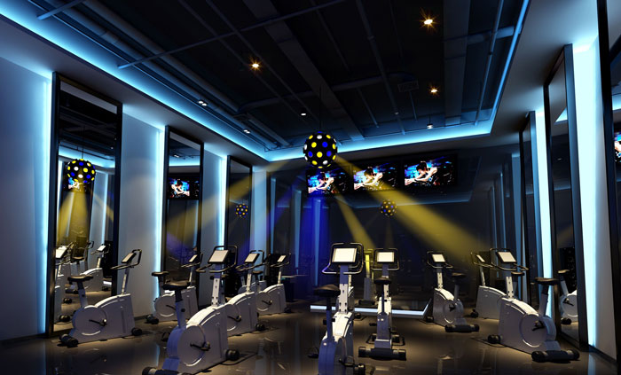 健身俱樂部動感單車裝修設計案例效果圖
