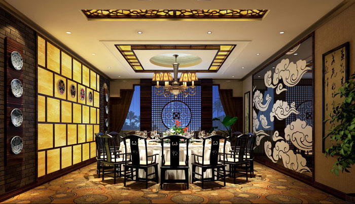 簡潔、大氣中式餐廳包廂裝修設(shè)計案例效果圖