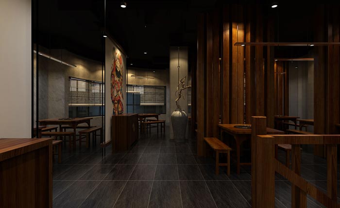 返璞歸真、回歸自然的健康飲食餐廳二樓設(shè)計案例效果圖