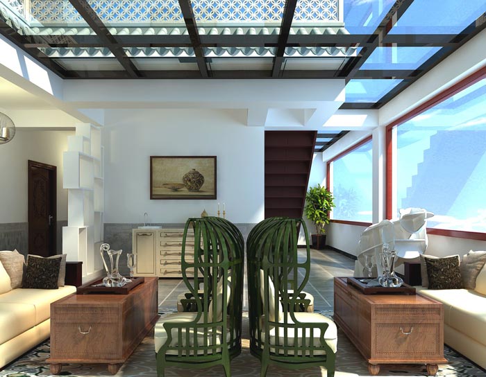 風情主題酒店頂樓客房裝修設計案例效果圖