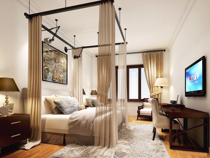 風情主題酒店雙人間裝修設計案例效果圖