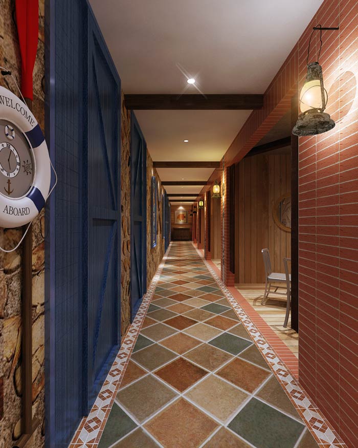 海盜主題餐廳過道裝修設(shè)計(jì)效果圖