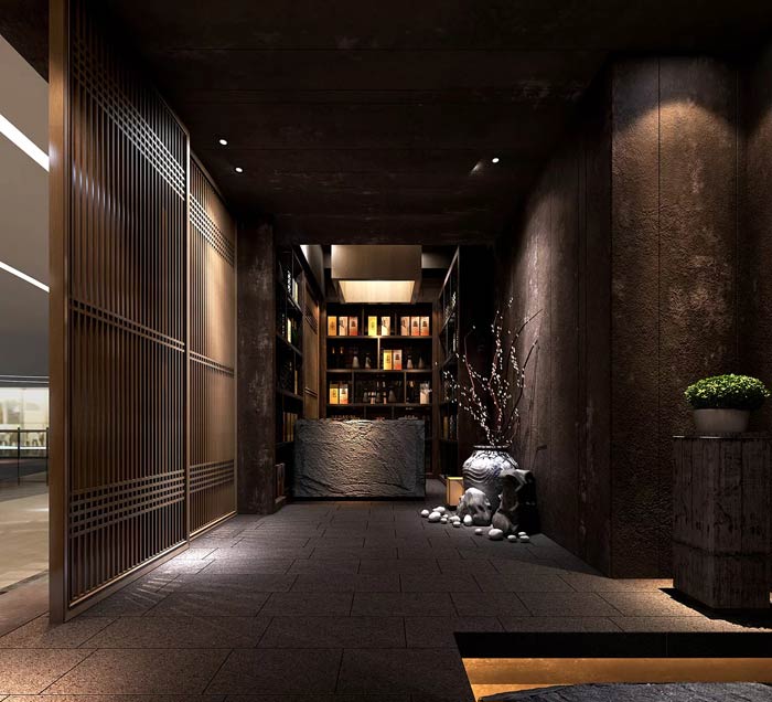 日式料理餐廳進門區裝修設計效果圖