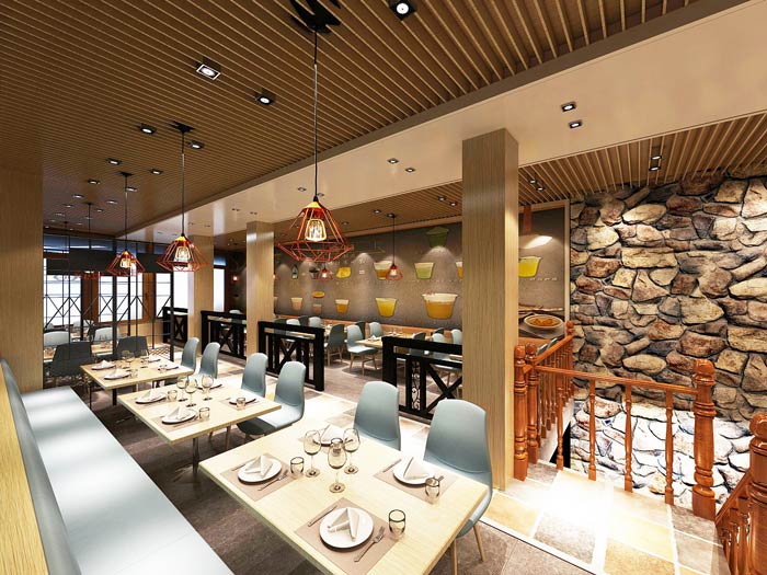 連鎖中式快餐店二樓裝飾設計效果圖