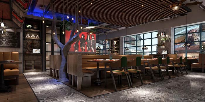 西餐廳牛排餐區(qū)裝修設計效果圖