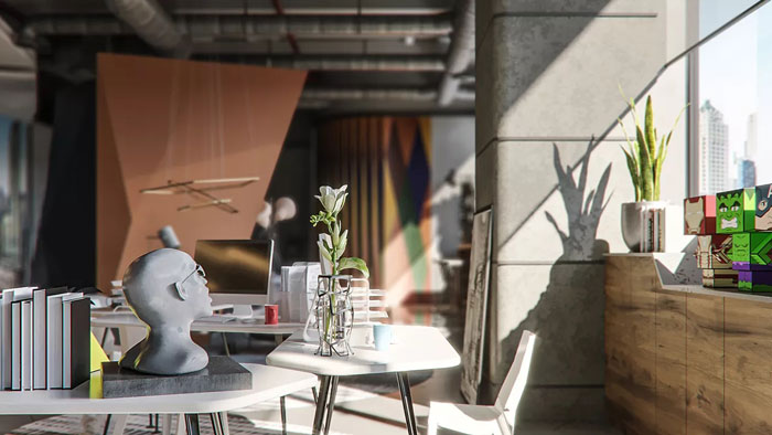 小型辦公室辦公桌裝修設計效果圖