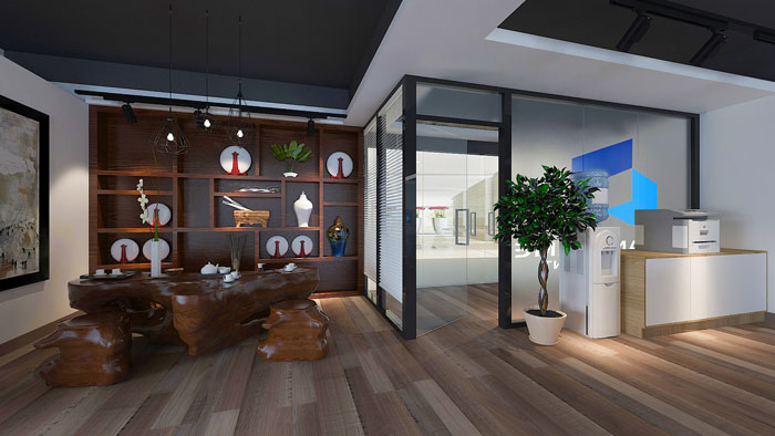 初創(chuàng)企業(yè)辦公室接待區(qū)裝修設(shè)計方案效果圖