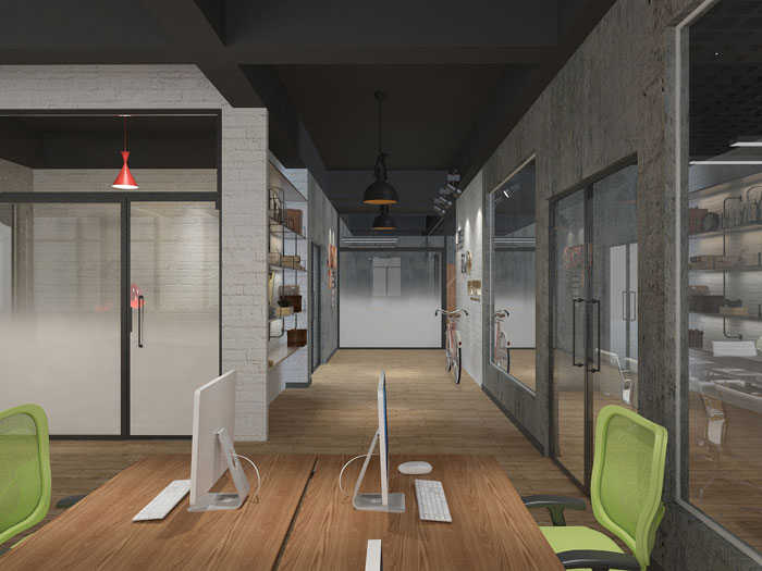 工業風辦公室過道裝修設計效果圖