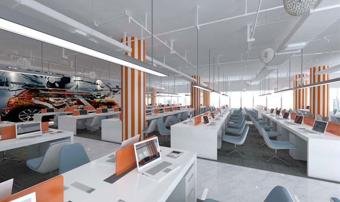 網絡科技公司辦公室辦公區裝修設計效果圖