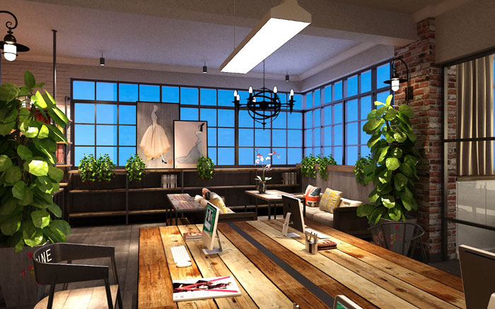 服飾公司辦公室辦公區裝修設計效果圖