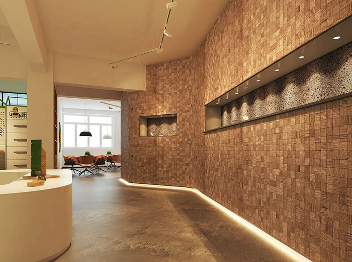 舊辦公室樣品區(qū)過道改造裝修設(shè)計(jì)效果圖