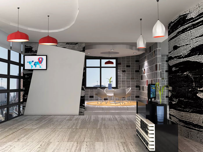 小型創意辦公室前臺裝修設計效果圖