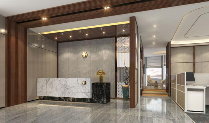 杭州老余杭辦公室前臺裝修設計方案