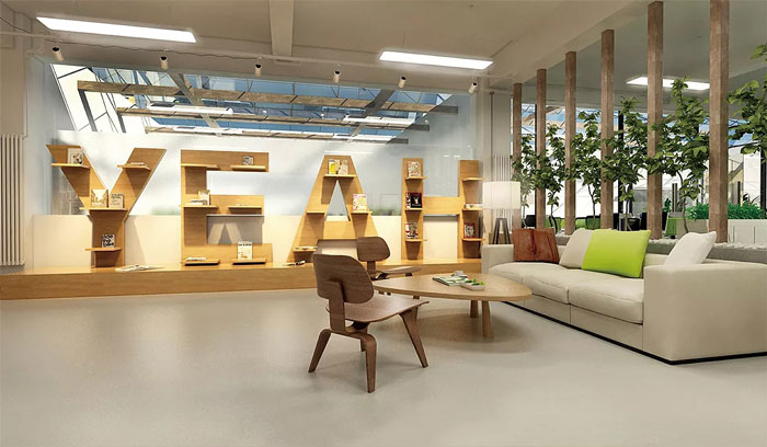 創客空間辦公室接待區裝修設計效果圖