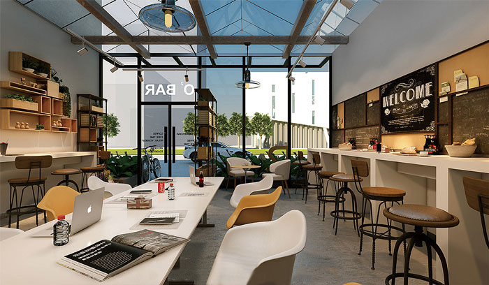 創客空間辦公室休息區裝修設計效果圖