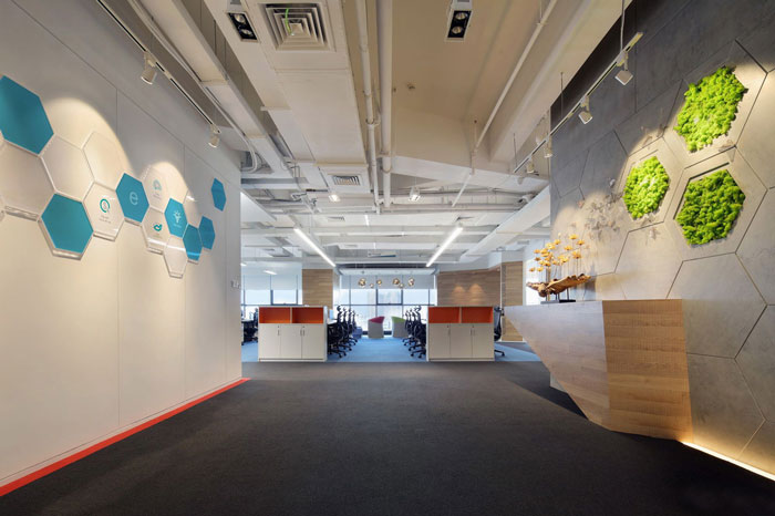 金融集團(tuán)辦公室前臺(tái)過道裝修設(shè)計(jì)效果圖