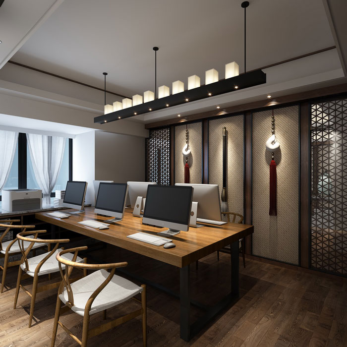 小型中式辦公室辦公區裝修設計效果圖