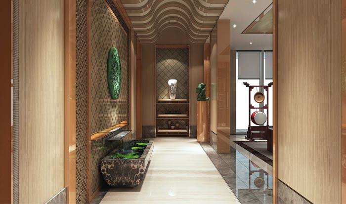 中式辦公空間進(jìn)門區(qū)裝修設(shè)計(jì)效果圖