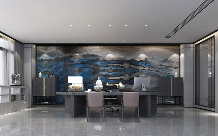 禪意經(jīng)理辦公室裝修設計效果圖