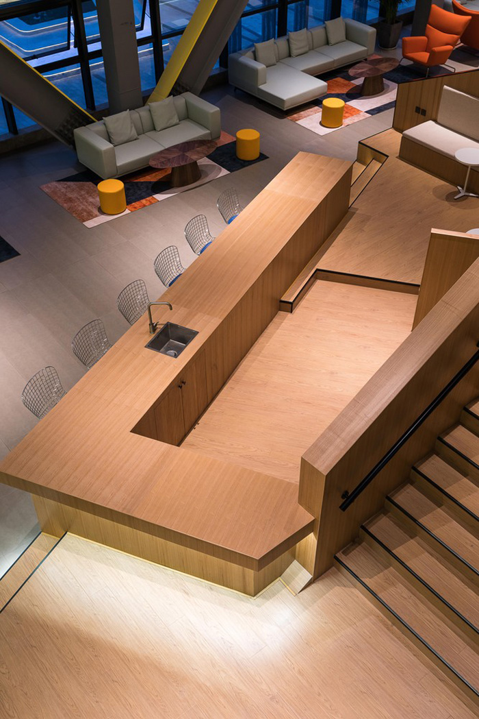 聯合辦公吧臺俯視裝修設計效果圖