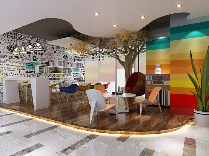 電商科技公司辦公室接待區裝修設計效果圖