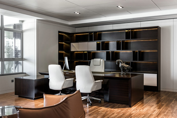黑白灰總經理辦公室裝修設計效果圖