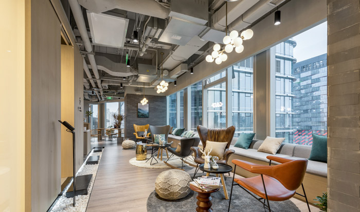 干凈清爽辦公室接待區裝修設計效果圖