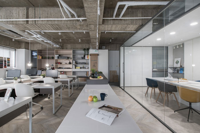 灰色系辦公室吧臺裝修設計效果圖