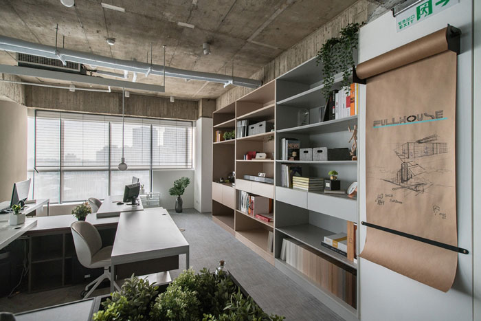 灰色系辦公室儲藏柜裝修設計效果圖