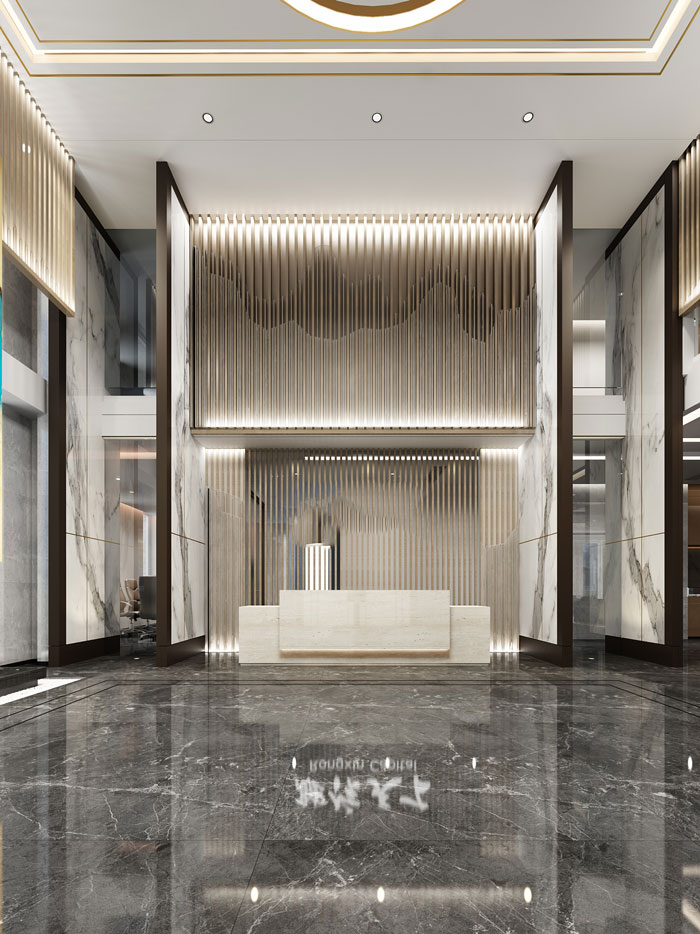 金融辦公室前臺裝潢設計效果圖