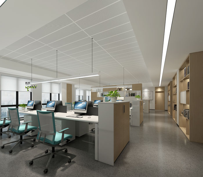杭州環保公司辦公室辦公區裝修設計效果圖