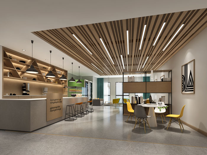 杭州環保公司辦公室休息區裝修設計效果圖